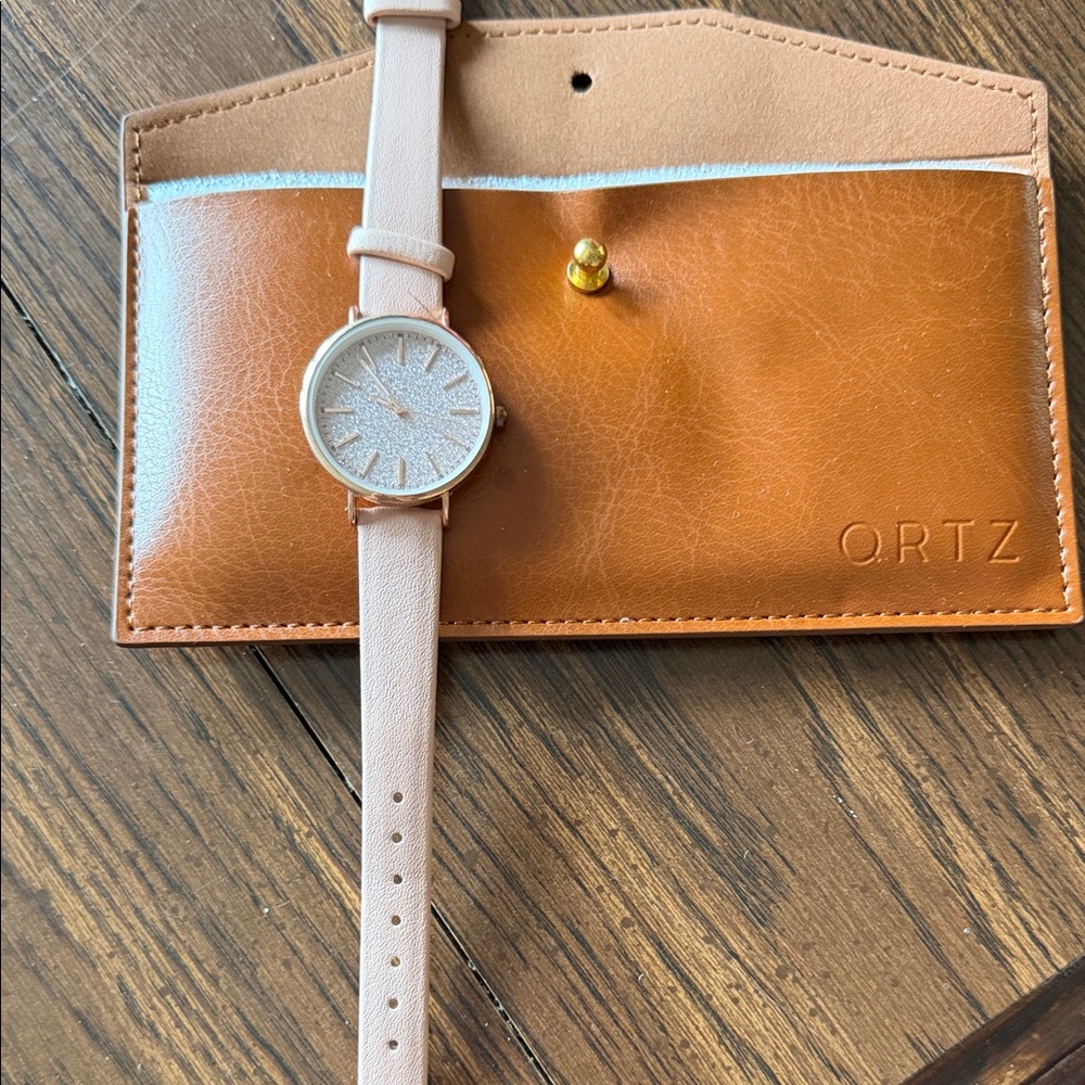 Women's Pink Leather Strap Watch